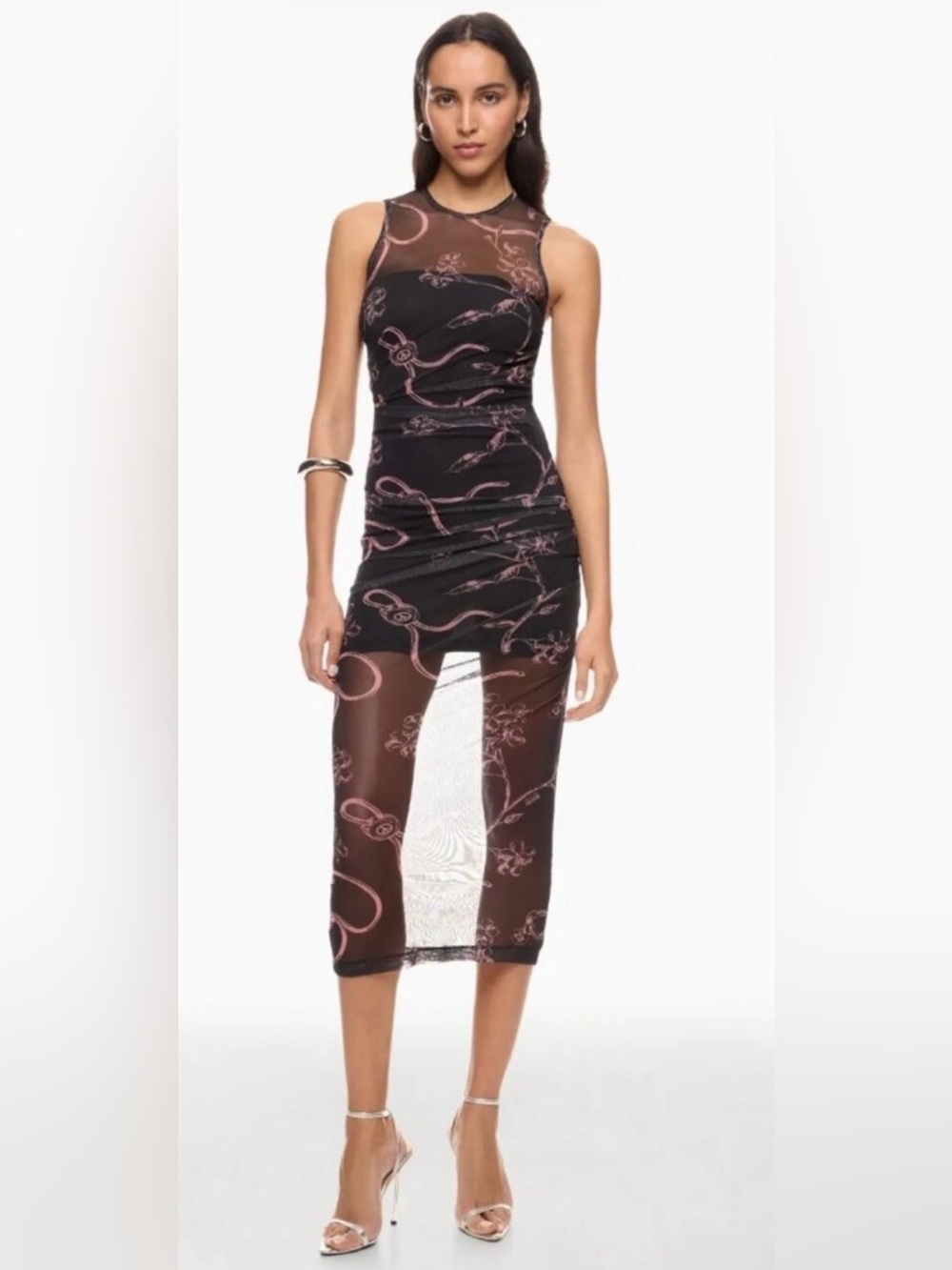 NWOT Moschino Jeans Floral Print Tulle Midi Dress Size 4 US.